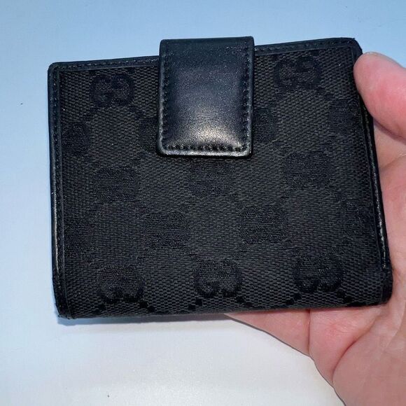 GUCCI W Hook Wallet GG Canvas Canvas x Leather Authentic - Picture 5 of 16
